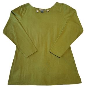 Bonjour vintage women's oversized lime green long-sleeved blouse size Small
